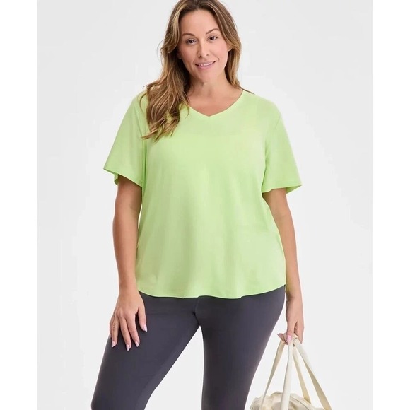NWT ID Ideology Plus Size Solid Essentials Active Tee Neon Yellow Size 2X - Picture 10 of 10